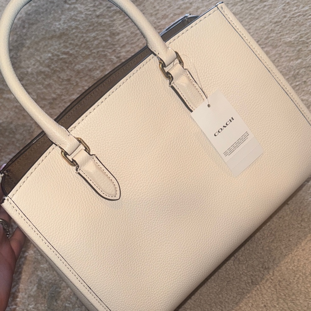 Coach Cream Satchel with Gold Accents - Picture 9 of 16